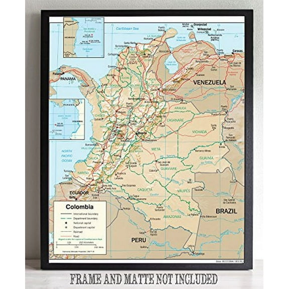 Lone Star Art Map of Colombia - 16x20 Unframed Wall Poster - Great Home Decor