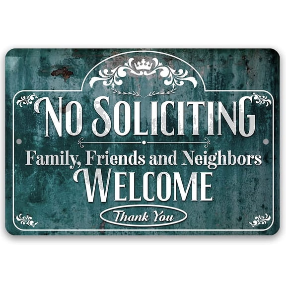 Lone Star Art No Soliciting, Family, Friends, and Neighbors Welcome Metal Sign