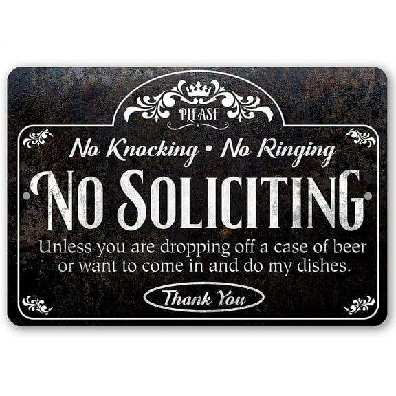 Lone Star Art No Soliciting, Knocking, and Ringing Metal Sign