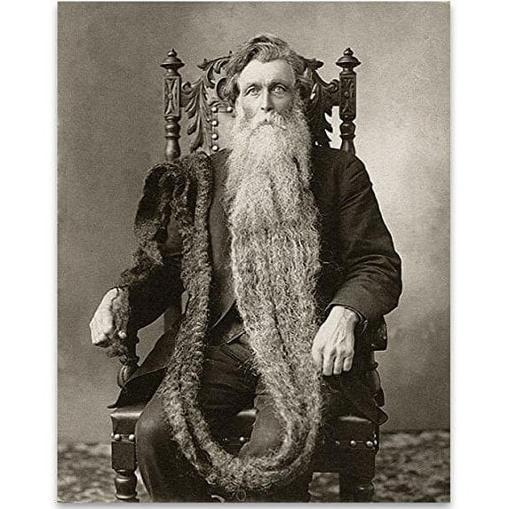 Lone Star Art Old Man With Giant Beard Bizarre Strange Weird Vintage Photo - 11x14 Unframed Print - Perfect Vintage Home Decor