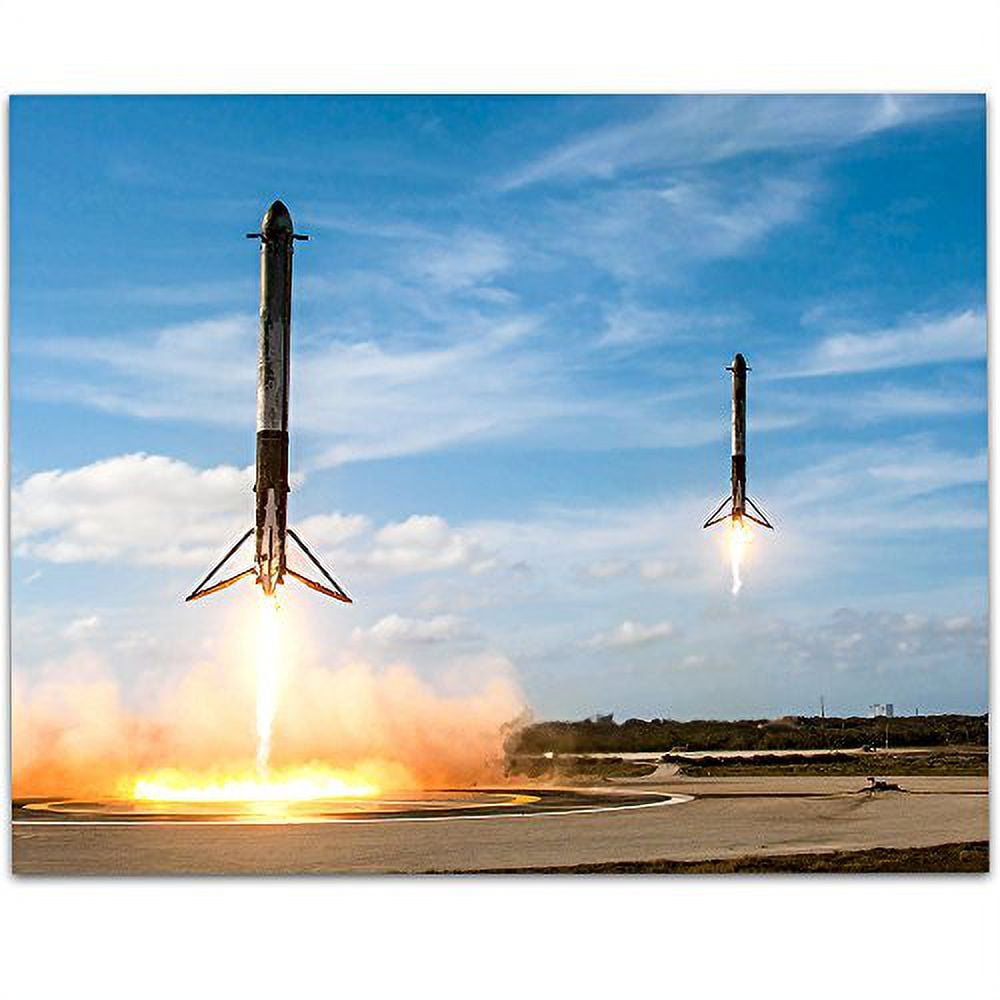 SpaceX Falcon Heavy Boosters Landing 11x14 Landscape Poster
