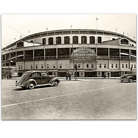 Lone Star Art Vintage Wrigley Field Photograph - 11x14 Unframed Print - Great Sports Bar Decor and Gift for Baseball Fans