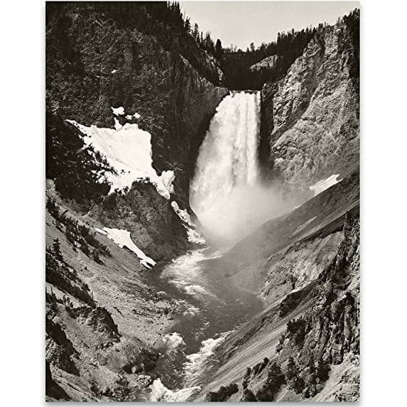 Lone Star Art Yellowstone Falls by Ansel Adams - 11x14 Unframed Print - Great Home Decor
