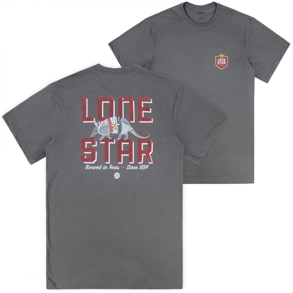 Lone Star Beer Armadillo Front and Back Printed T-Shirt-Medium