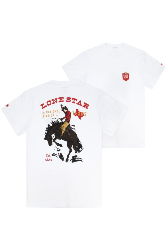 Beer Horse and Cowboy Front  and  Back Print T-Shirt-Small
