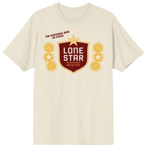 Lone Star Beer Label Adult Natural Crew Neck Short Sleeve T-shirt - Large