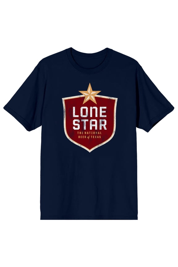 Lone Star Beer Logo Adult Navy Crew Neck Short Sleeve T-shirt - XL