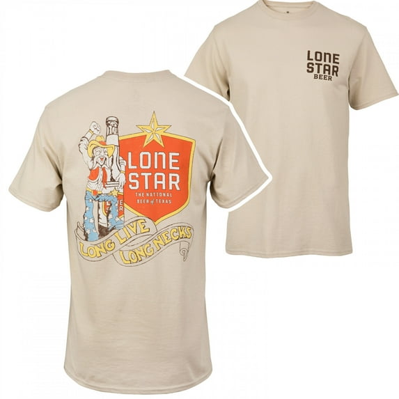 Lone Star Beer Long Live Long Necks Front and Back Print T-Shirt-2XLarge