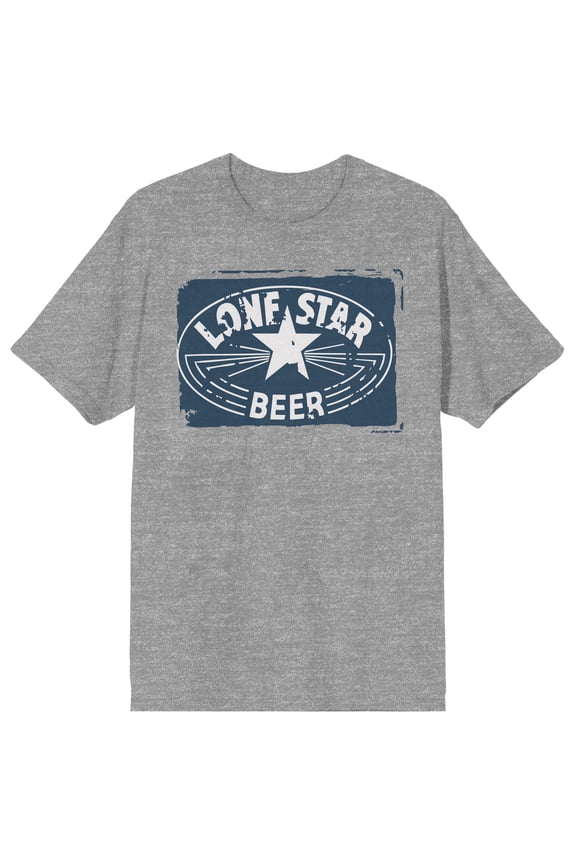 Lone Star Beer Sign Adult Athletic Heather Crew Neck Short Sleeve T-shirt - 3XL