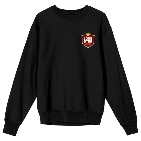 Lone Star Chest Logo Art Adult Black Crew Neck Sweatshirt-3XL