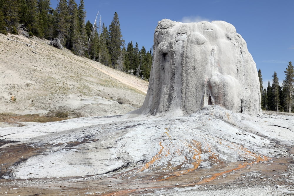 Lone Star Geyser geyserite cone Third Geyser Basin geothermal area Yellowstone National Park Wyoming Canvas Art - Richard RoscoeStocktrek Images (18 x 12)