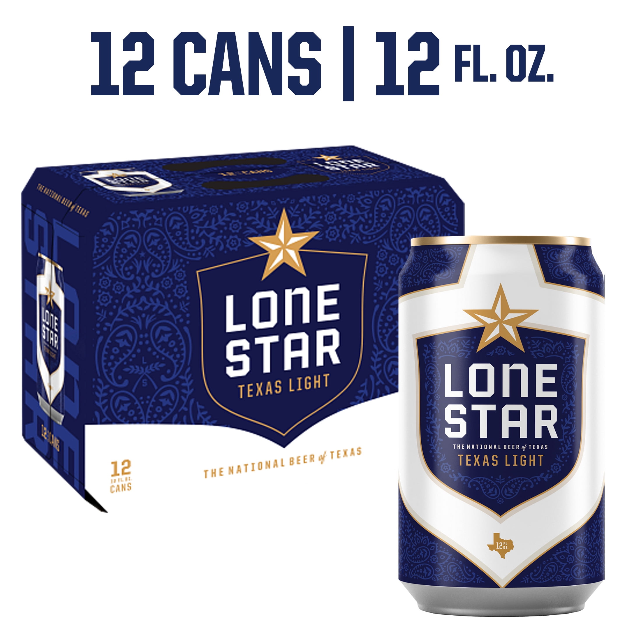 Lone Star Light, Domestic Lager, 12 Pack, 12 fl oz Can, 3.9% ABV