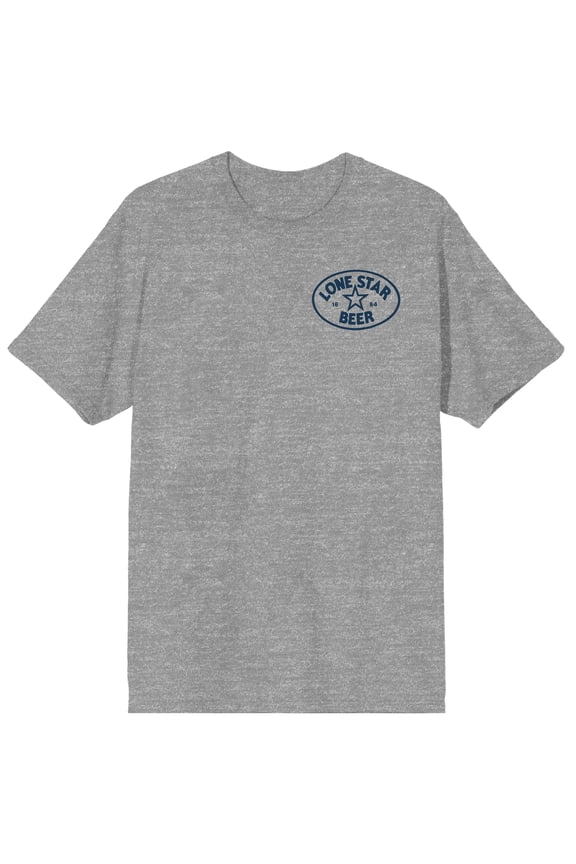Lone Star Oval Logo & Address Adult Athletic Heather Crew Neck Short Sleeve T-shirt - Small