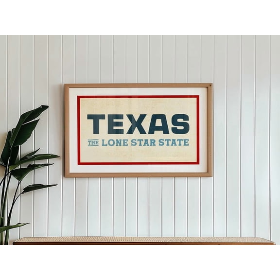 Lone Star Retro Texas Art Poster, Stretched Canvas 12x16in