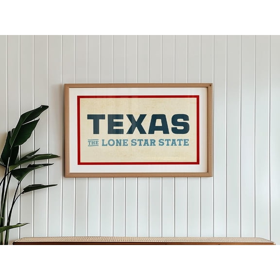 Lone Star Retro Texas Art Poster, Unframed Canvas 16x20in