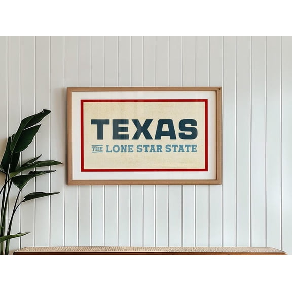 Lone Star Retro Texas Art Texas Wall Decor United States Wall Art Unframed Paper Print