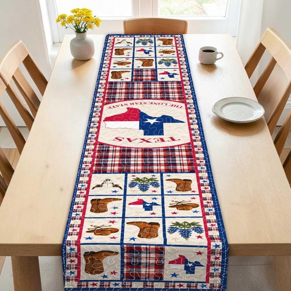 Lone Star State Table Runner, Texas Cowboy Boots Decor, Rustic Western Table Runner, Texas Pride Home Accent, Texas Flag Table Runner