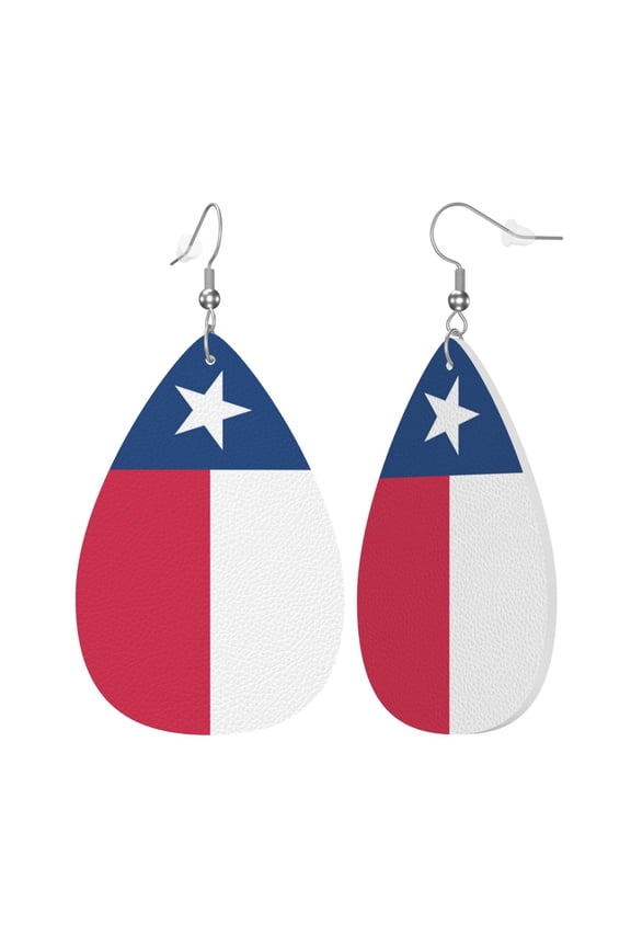 Lone Star Texas Flag Leather Teardrop Earring Lightweight Drop Earrings For Women
