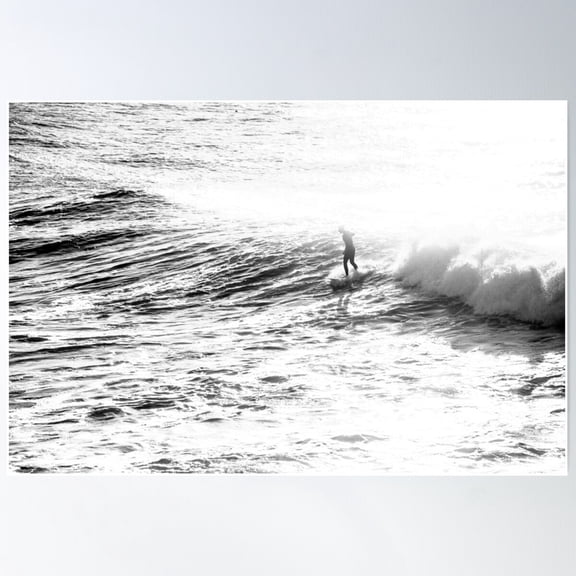 Lone Surfer Surfing Wave Ocean Photography Art Print Poster Wall Art, Modern Wall Decor For Living Room Bedroom, 8x12 UNFRAMED