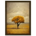 thumbnail image 1 of Lone Tree Autumn Landscape Gold Yellow Mustard Artwork Framed Wall Art Print A4, 1 of 4
