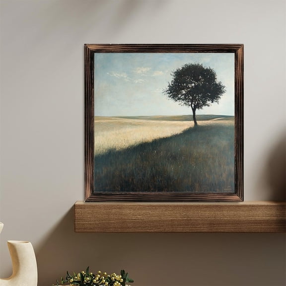 Lone Tree Field View Wooden Sign Wall Plaque - Vintage Art Decoration, Wall Decoration - Ideal Gift For Home Decoration, Living Room, Bathroom, Bedroom, Garden, Dining, Bar, Cafe, Festival Party De