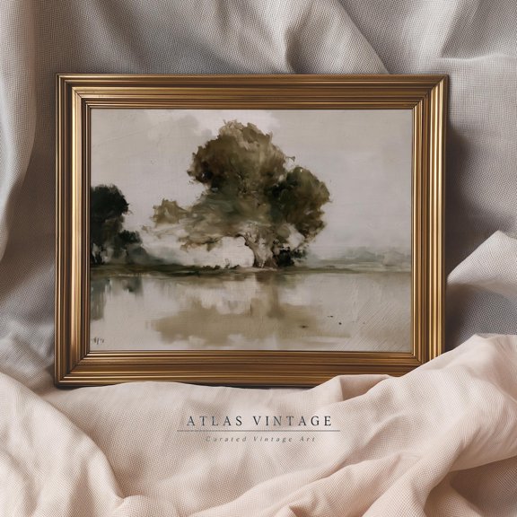 Lone Tree Soft Minimalist Landscape Wall Art, Versatile Modern Design Theme For Bedroom, Office And Home Decor