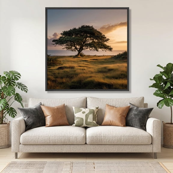 Lone Tree Wall Art Golden Hour Coastal Sunset Landscape