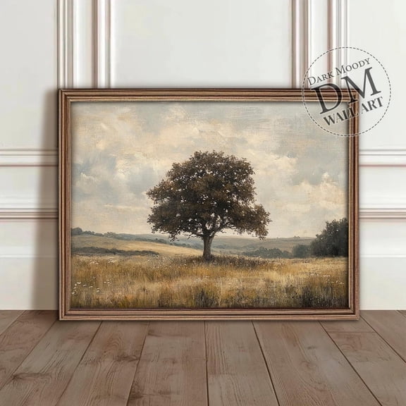 Lone Tree Wall Art Print Moody English Countryside Decor