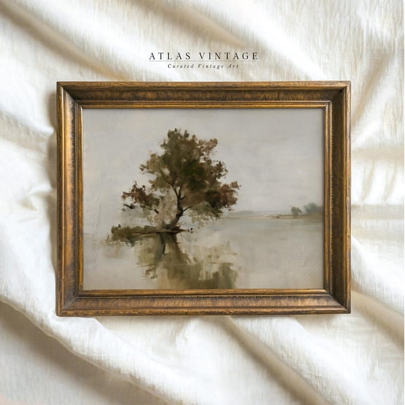 Lone Tree Wall Art Print Soft Minimal Landscape Decor
