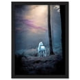 thumbnail image 1 of Lone White Forest Horse Photograph Enchanted Landscape Sunbeam Artwork Framed Wall Art Print A4, 1 of 4