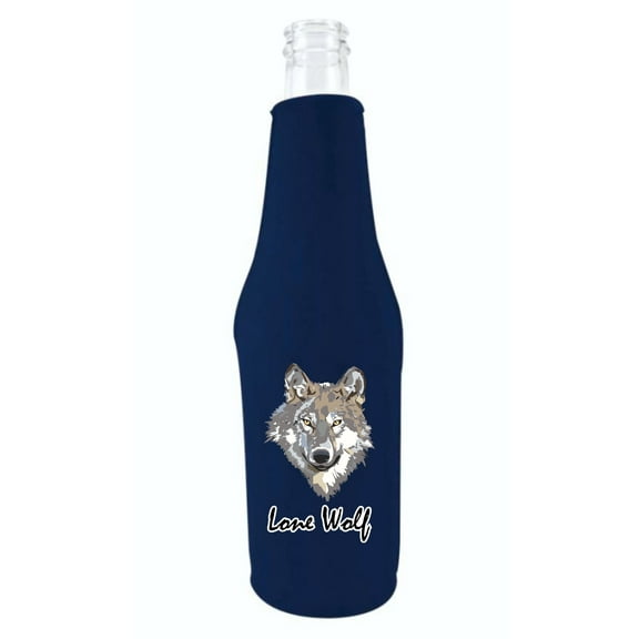 Lone Wolf Beer Bottle Coolie (Navy)