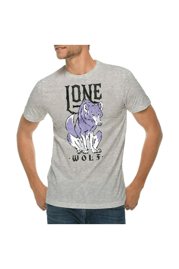Lone Wolf Graphic Design Ring Spun Combed Cotton Short Sleeve Deluxe Jersey T-Shirt - Heather Grey 3XL