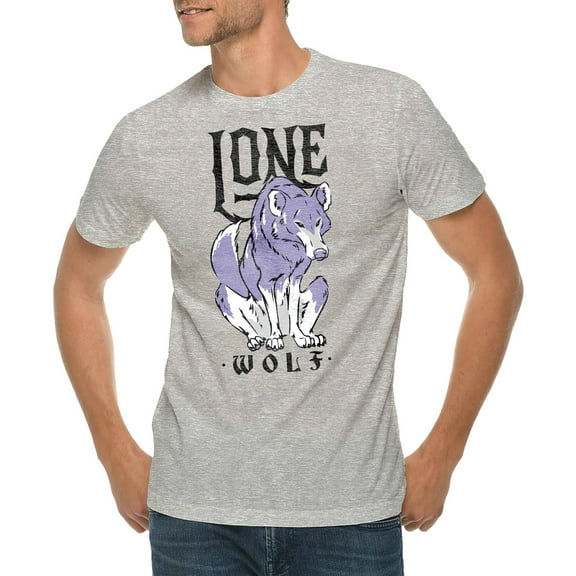 Lone Wolf Graphic Design Ring Spun Combed Cotton Short Sleeve Deluxe Jersey T-Shirt - Heather Grey XL