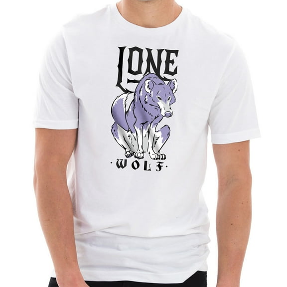 Lone Wolf Graphic Design Ring Spun Combed Cotton Short Sleeve Deluxe Jersey T-Shirt - White 2XL