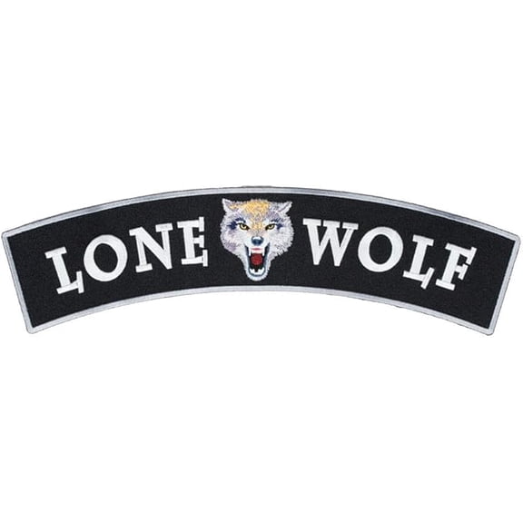 Lone Wolf Head Biker Rocker Patch, Large Size