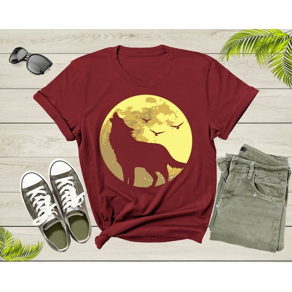 Lone Wolf Howling At Moon Gift For Men Women Kids Boys Girls T-shirt Mountain Wolf Moon Shirt Girls Boys Youth Wolf Graphic Design Tshirt