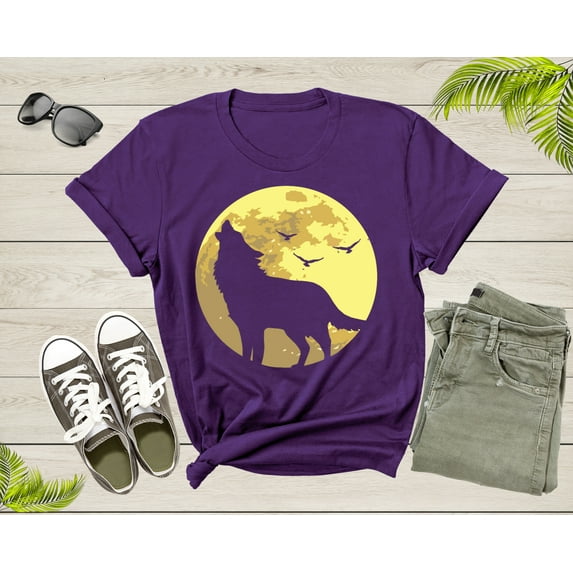Lone Wolf Howling At Moon Gift For Men Women Kids Boys Girls T-shirt Mountain Wolf Moon Shirt Girls Boys Youth Wolf Graphic Design Tshirt
