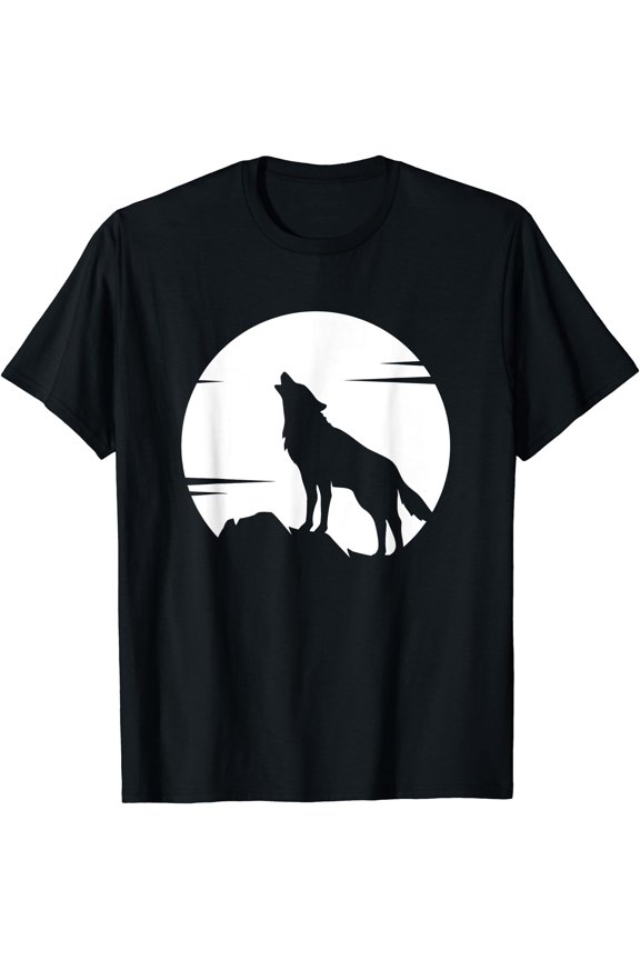 Lone Wolf Howling at the Moon Ululate Jackal Animal for Men T-Shirt, Unisex T-Shirt