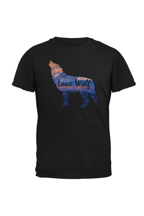 Lone Wolf Lanscape Mens T Shirt Black SM