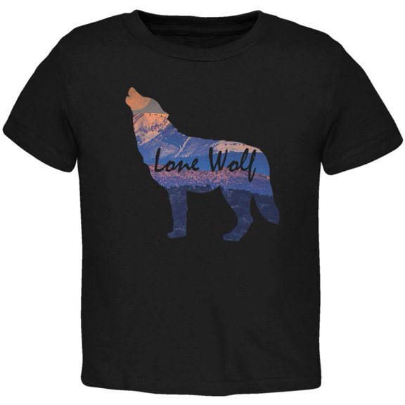Lone Wolf Lanscape Toddler T Shirt Black 3T
