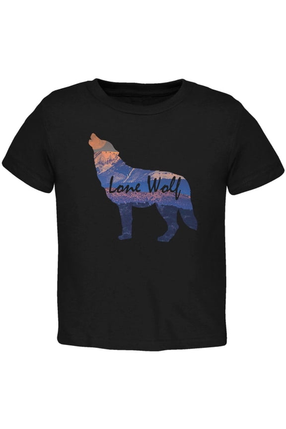 Lone Wolf Lanscape Toddler T Shirt Black 4T