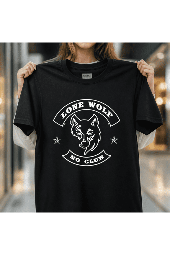 Lone Wolf No Club Motorcycle Biker Independent Rider Novelty Unisex T-Shirt, S - 5XL