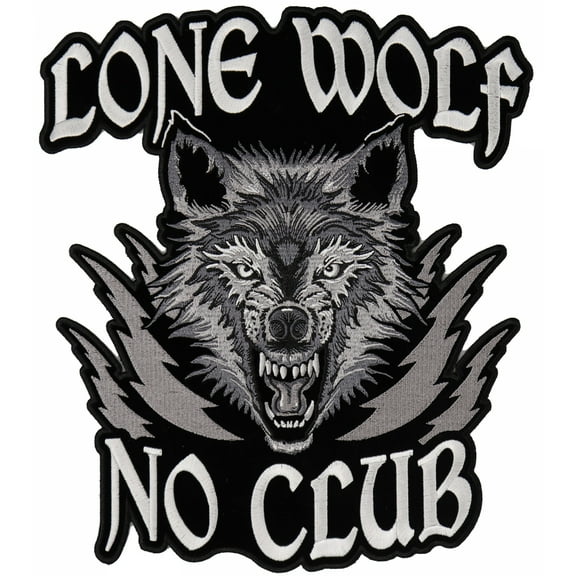 Lone Wolf No Club Patch for back of Motorcycle Jackets and Vests