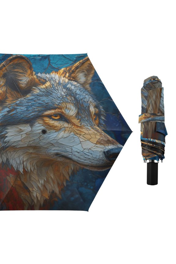 Lone Wolf Survives Compact Sun Umbrella Windproof Travel Umbrellas for Rain Strong Portable UV Protection