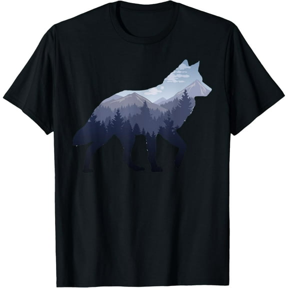 Lone Wolf Survives The Mountain Silhouette Art T-Shirt Mens T-Shirt