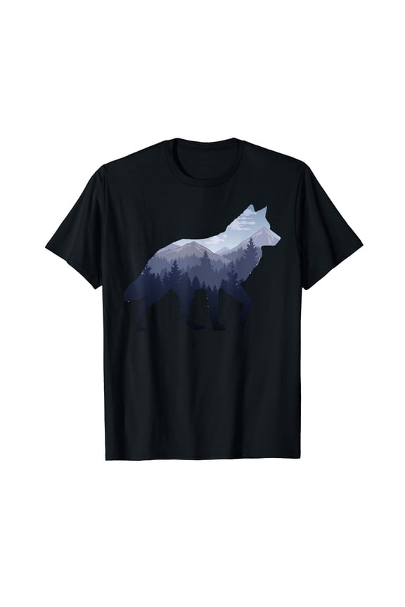 Lone Wolf Survives The Mountain Silhouette Art T-Shirt