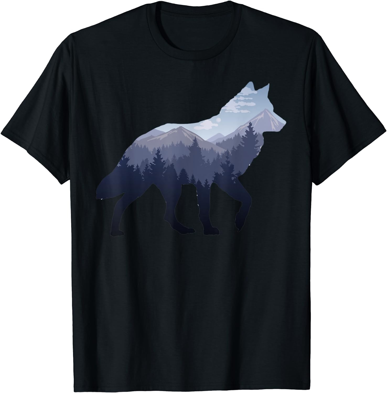 Lone Wolf Survives The Mountain Silhouette Art T-Shirt - Walmart.com