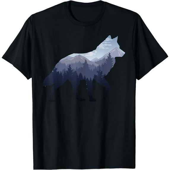 Lone Wolf Survives The Mountain Silhouette Art Unisex T-Shirt for Men Women Kids Toddler,Black Color,Size 2XL