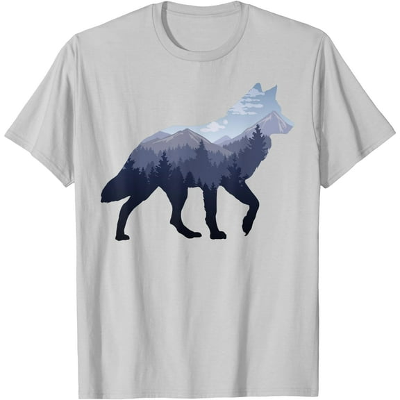 Lone Wolf Survives The Mountain Silhouette Art Unisex T-Shirt for Men Women Kids Toddler,Ice Grey Color,Size M
