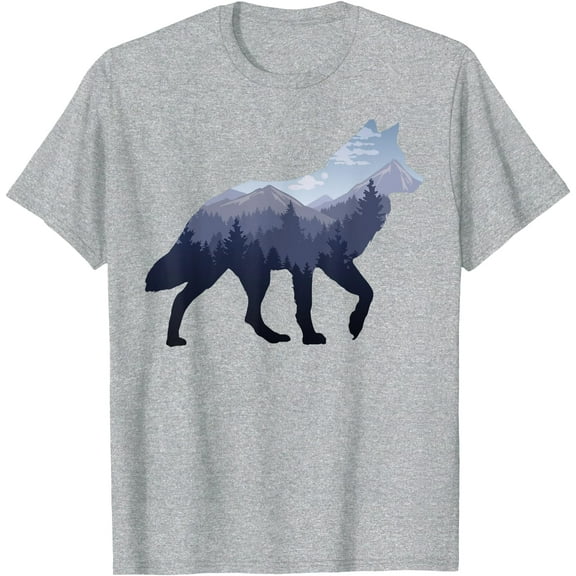 Lone Wolf Survives The Mountain Silhouette Art Unisex T-Shirt for Men Women Kids Toddler